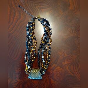 Chico's Multi-strand Black and Gold Beaded Necklace